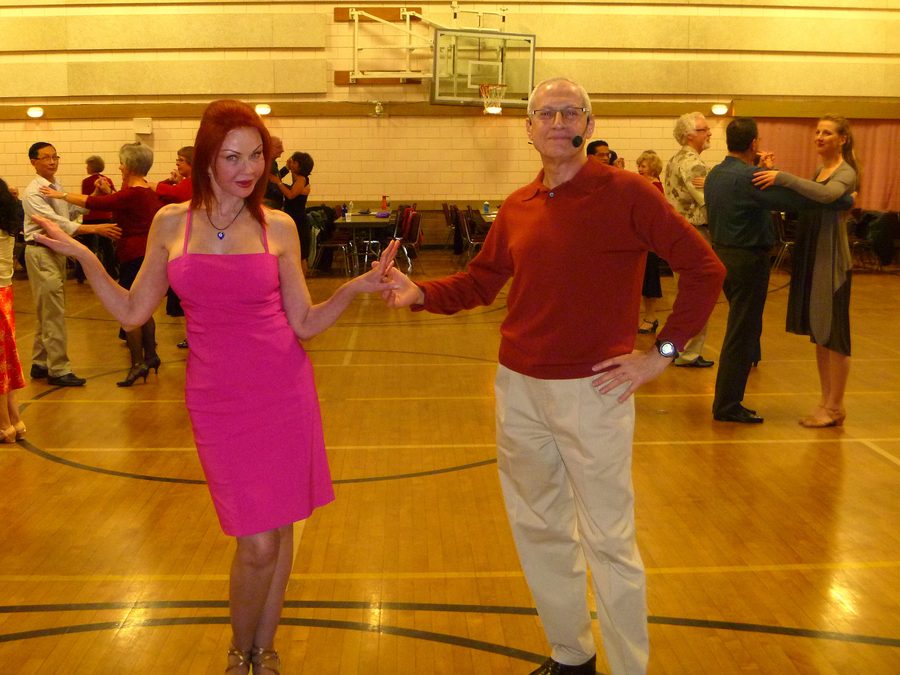 Tibor and Megan dancing an upbeat swing